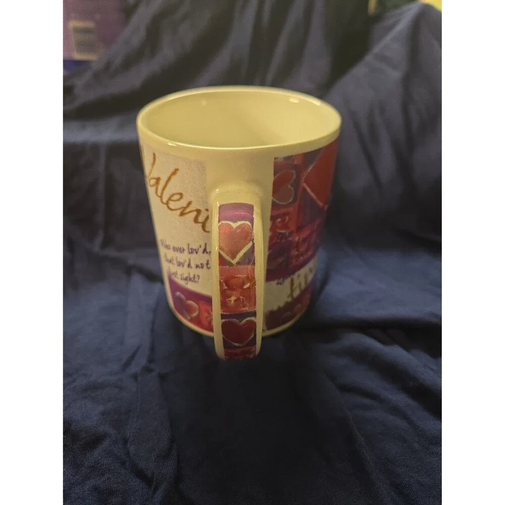 Vintage Bay Island Valentine Ceramic Coffee Mug Heart Collage Script Shabby Chic
